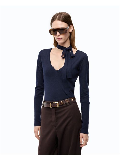 Maglia in lana con pizzo e fusciacca